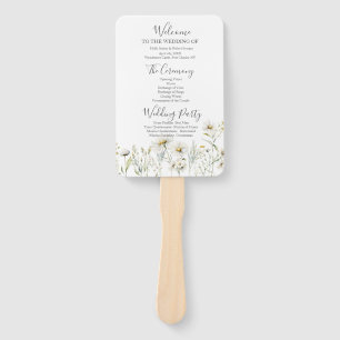 Daisy Wildflower Wedding Program Hand Fan