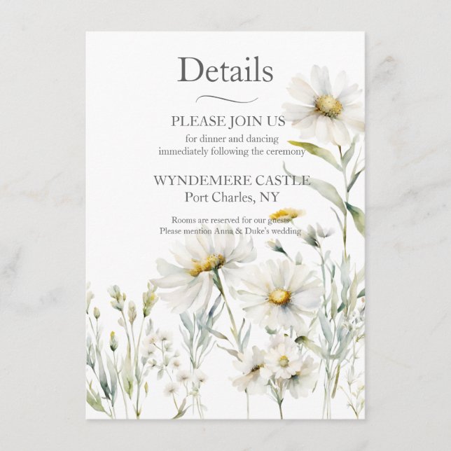 Daisy Wildflower Wedding QR Code  Enclosure Card (Front)