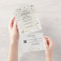 Daisy Wildflower Wedding Qr code Rsvp