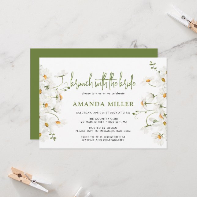 Daisy Wildflowers Bridal Shower Brunch invitation (Front/Back In Situ)