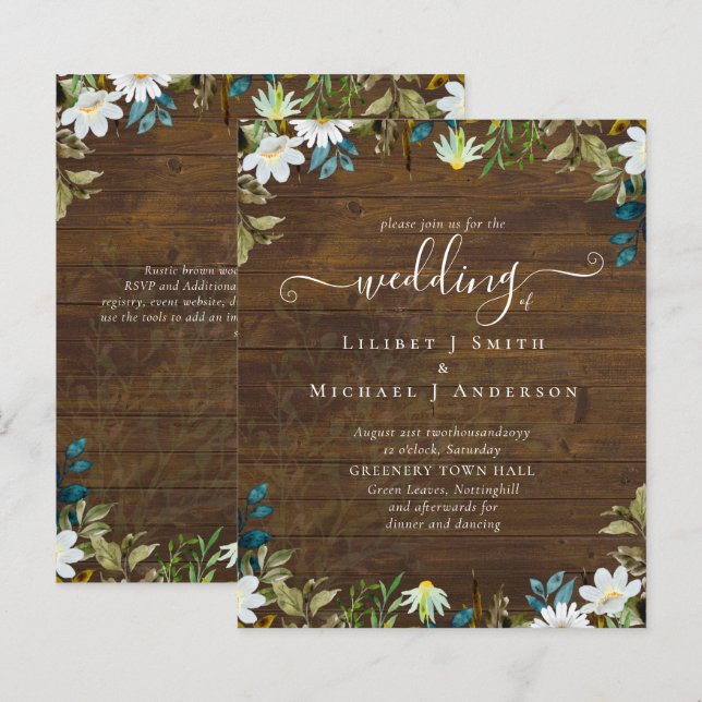Daisy Wildflowers Greenery Wedding (Front/Back)
