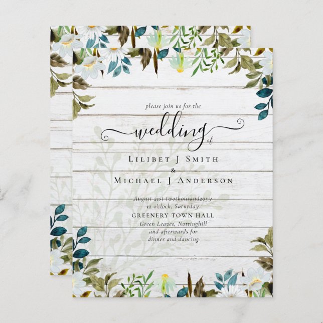 Daisy Wildflowers Greenery Wedding (Front/Back)