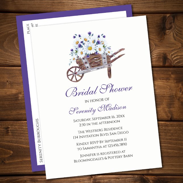 Daisy Wildflowers Watercolor Floral Bridal Shower Invitation Postcard (Creator Uploaded)