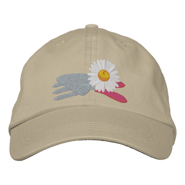 Daisy with Garden Tools Embroidered Hat (Front)