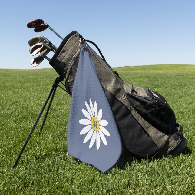 Daisy with Initial Blue Golf Towel (Green)