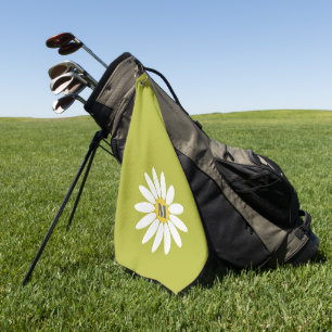 Daisy with Initial Lime Green Golf Towel