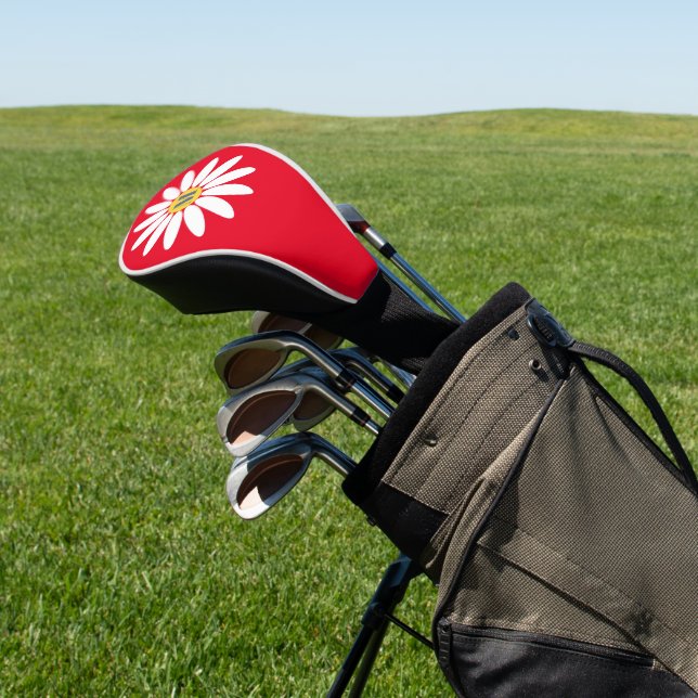 Daisy with Initial Red Golf Head Cover (In Situ)