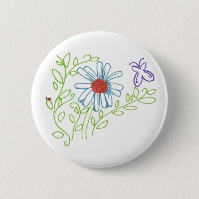 Daisy with Ladybug 6 Cm Round Badge (Front)