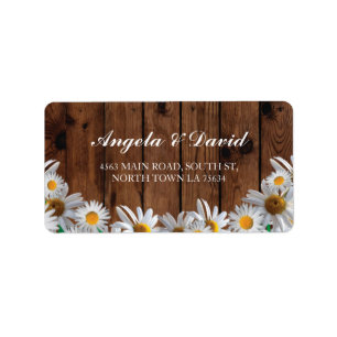 Daisy Wood Floral Rustic Elegant Address Labels