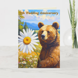 Daisy & Wood Milestone Bear | 5th Wedding Anniv Card