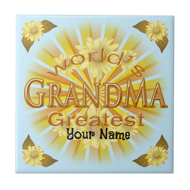 Daisy World's Greatest Grandma Tile (Front)