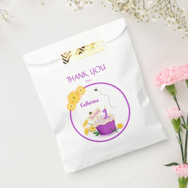 Daisy Yellow and Purple Floral 1st Birthday Favour Bags (Sealed)