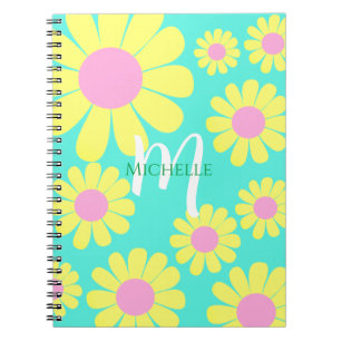 Daisy Yellow Green Monogram Notebook