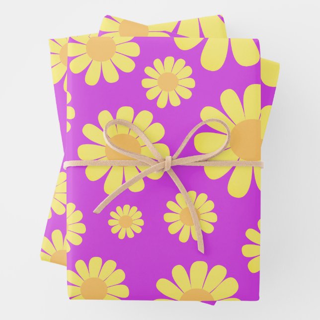 Daisy Yellow Green  Wrapping Paper Sheet (In situ)