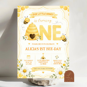 Daisy Yellow Honey First Bee-day Invitation