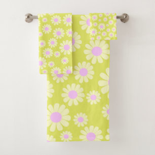Daisy Yellow Lime Bath Towel Set