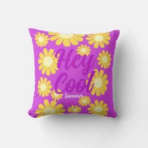 Daisy Yellow Magenta Cushion