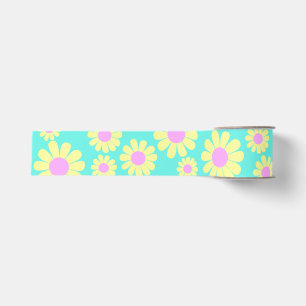 Daisy Yellow Teal Grosgrain Ribbon
