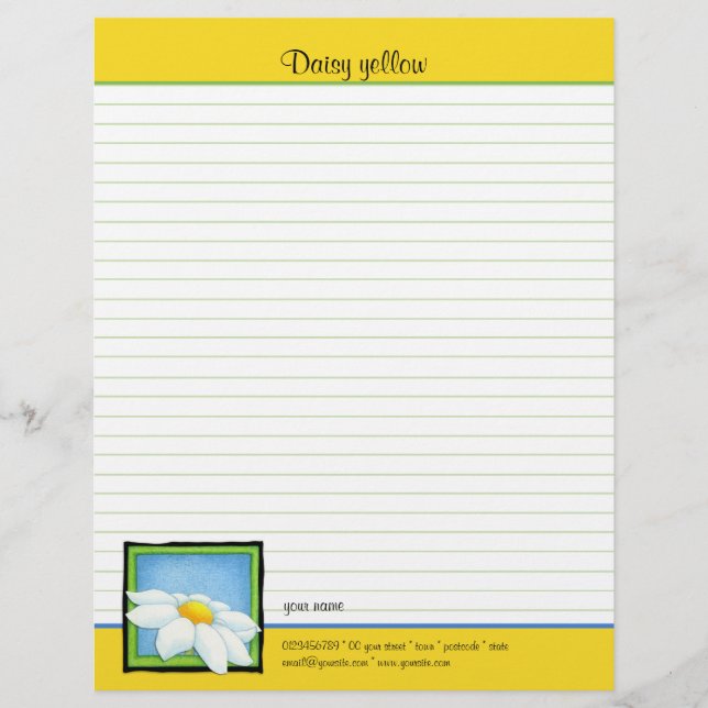 Daisy yellow To Do List Letterhead (Front)