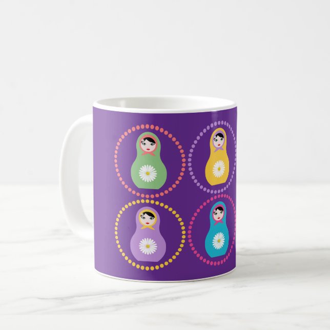 Daisyflower Matryoshka Coffee Mug (Front Left)
