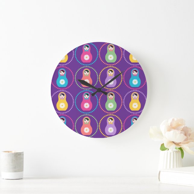 Daisyflower Matryoshka Large Clock (Home)