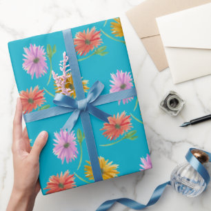 DaisyTrio Blue Wrapping Paper