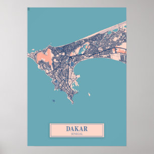 Dakar - Senegal Breezy City Map  Poster