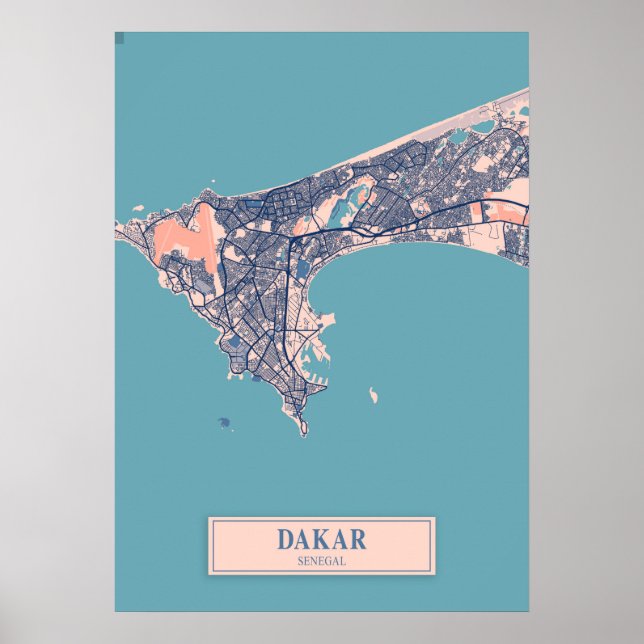 Dakar - Senegal Breezy City Map  Poster (Front)