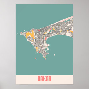Dakar - Senegal Chalk City Map Poster