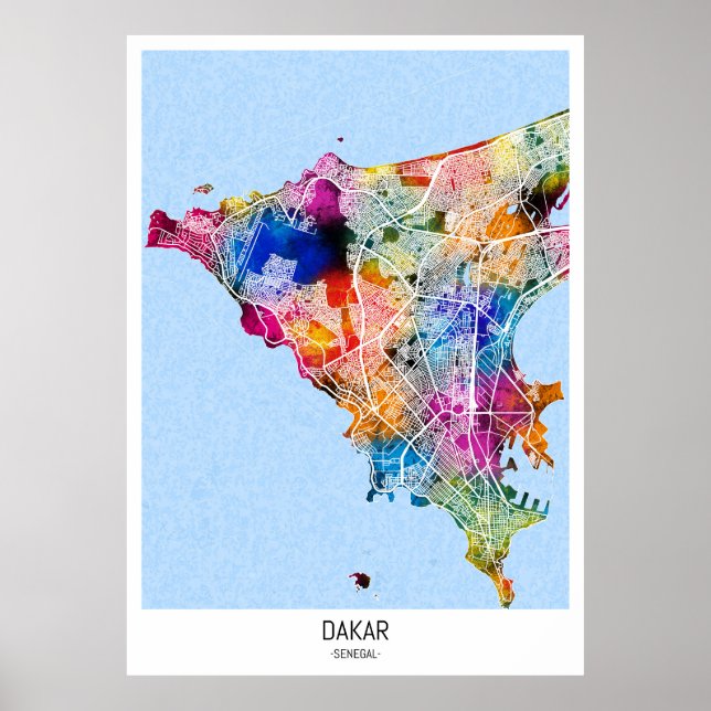 Dakar Senegal City Map Poster (Front)