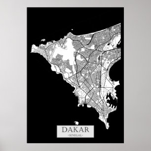 Dakar Senegal Map Poster