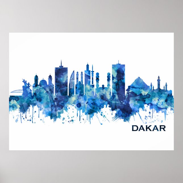 Dakar Senegal Skyline Blue Poster (Front)