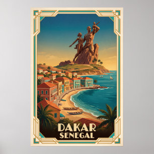 Dakar Senegal Vintage Retro Travel Poster