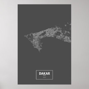 Dakar, Senegal (white on black) Poster