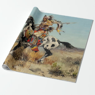 “Dakota Chief” Western Art by Charles M Russell Wrapping Paper