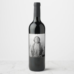 Dakota Leader Sitting Bull Native American Indian  Wine Label