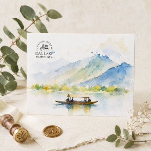 Dal Lake Kashmir Minimal Airy Watercolor Travel Holiday Postcard