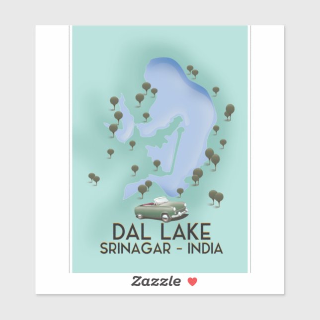 Dal Lake,Srinagar,India travel poster Map (Sheet)