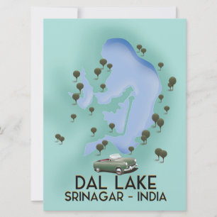 Dal Lake,Srinagar,India travel poster Map Invitation