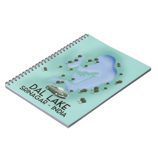 Dal Lake,Srinagar,India travel poster Map Notebook
