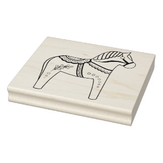 Dala folk horse, black folk horse outline rubber stamp