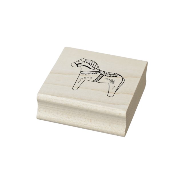 Dala folk horse, black folk horse outline rubber stamp (Stamp)