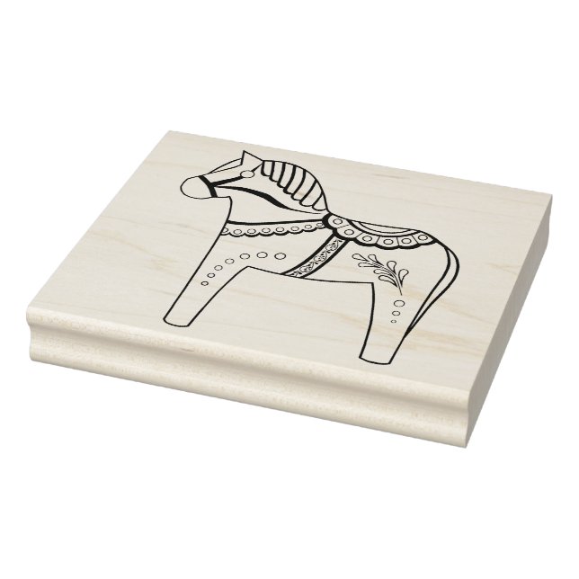 Dala folk horse, black folk horse outline rubber stamp (Stamp)