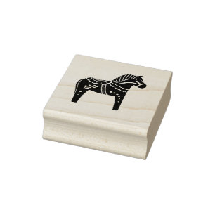 Dala folk horse, black folk horse silhouette rubber stamp