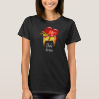 Dala folk horse, black/red/yellow/white red heart