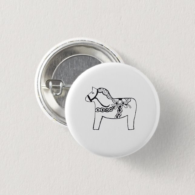 Dala Horse 3 Cm Round Badge (Front & Back)