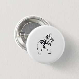 Dala Horse 3 Cm Round Badge