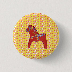 Dala Horse 3 Cm Round Badge