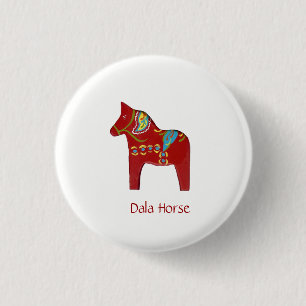 Dala Horse 3 Cm Round Badge