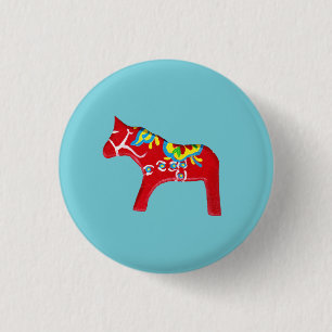 Dala Horse 3 Cm Round Badge